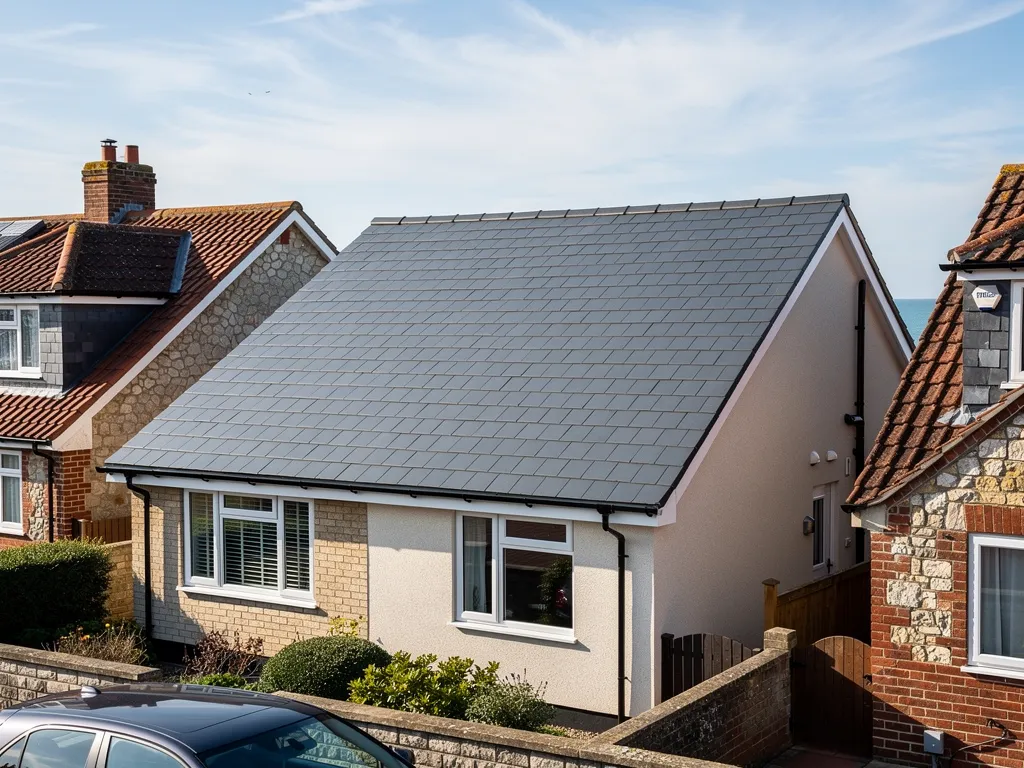 Freshly re-roofed bungalow with new tiles and fascias